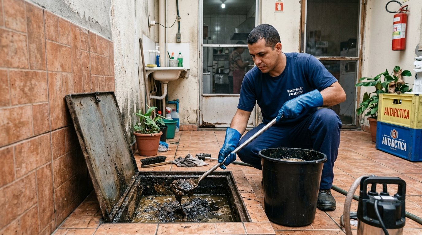 Limpeza de Caixa de Gordura com Equipe em Marília‑SP
